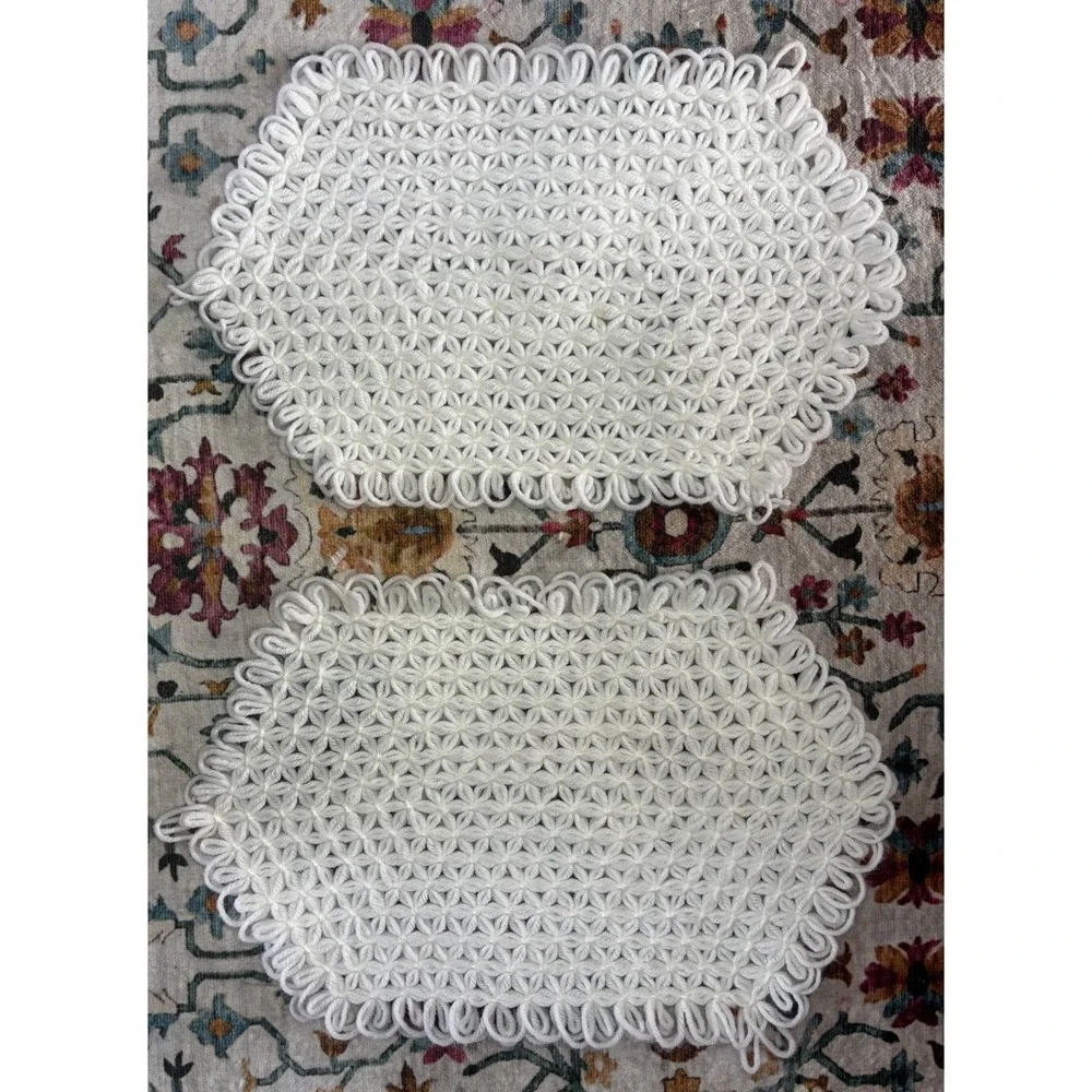Lot Of 2 Vintage Handmade Crochet Knit Dollie Placemat 18